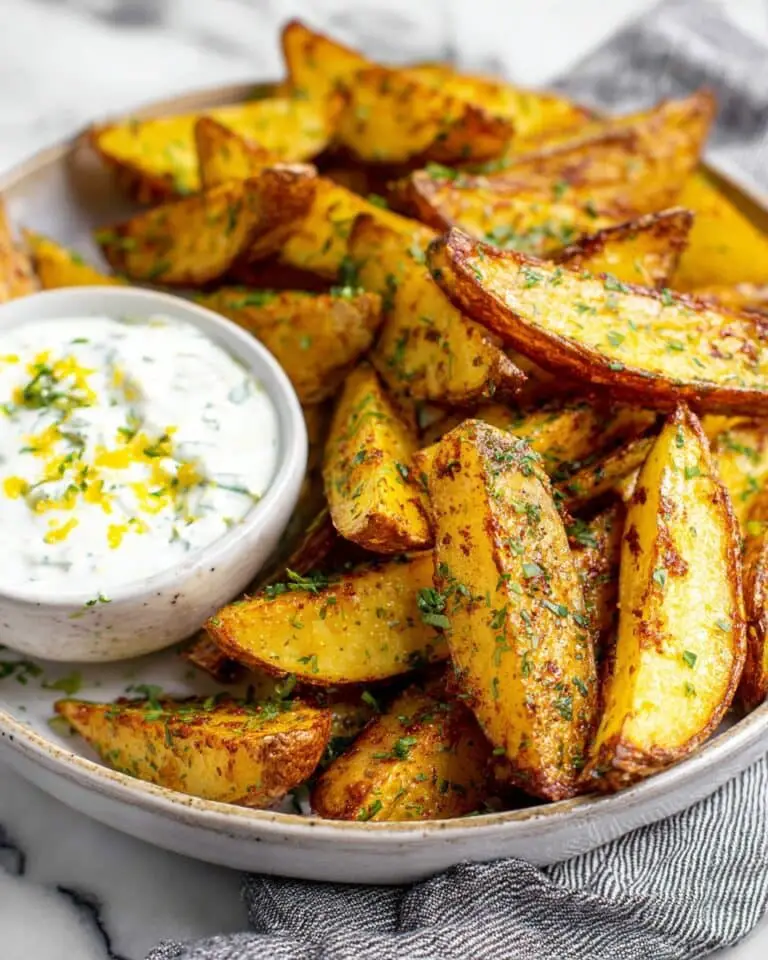 Greek Potato Wedges with Yogurt Sauce Recipe
