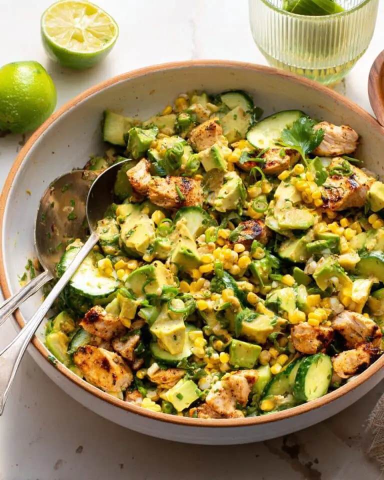 Grilled Chicken Avocado Corn Salad with Chili-Lime Dressing Recipe