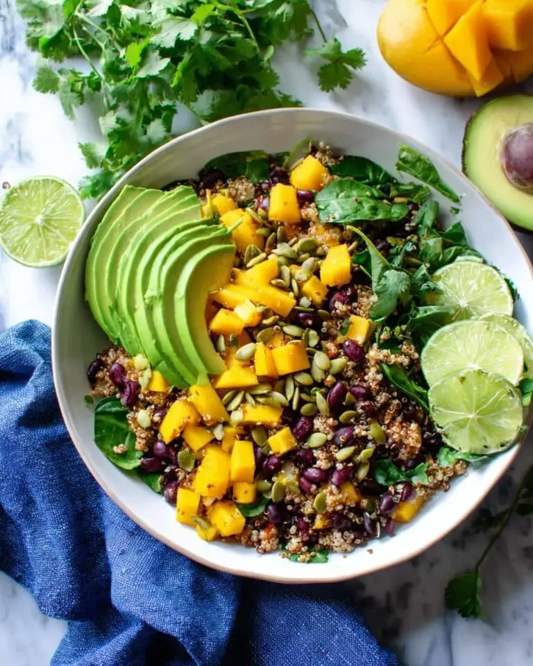 35 Minute Quinoa Mango Black Bean Salad with Chipotle Lime Vinaigrette Recipe